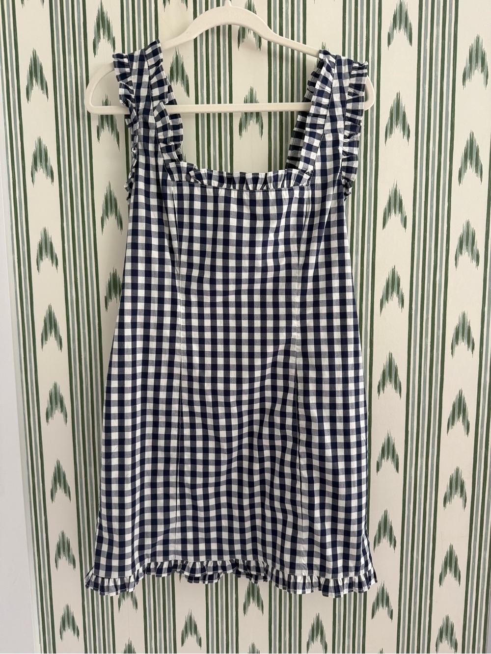 J. Crew Navy and White Gingham Mini Dress